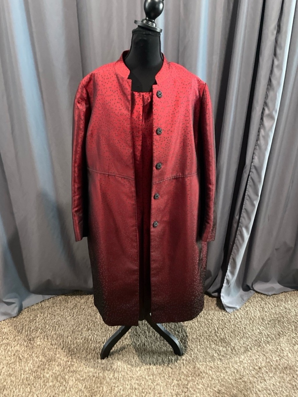 Anne Klein sleeveless dress with matching topper button-down coat size 14 W